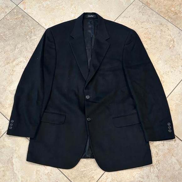 Pronto Uomo Blazer Mens 42R Black 2 Button Cashmere Sport Coat Jacket Preppy - Picture 2 of 10